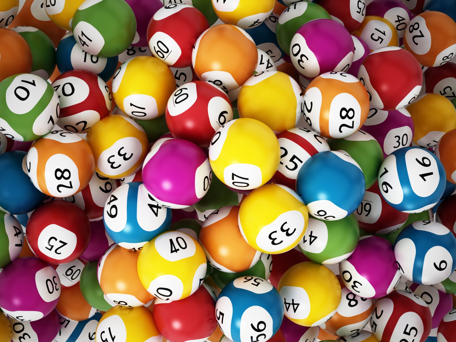 Multi-colored lottery balls